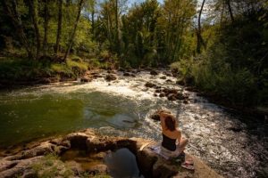 Woman River Nature Landscape Water